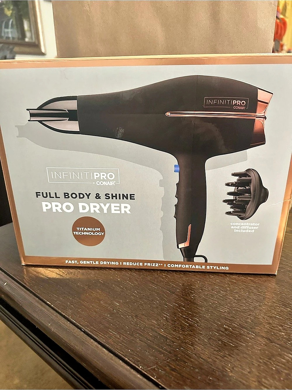 Conair InfinitiPRO by Conair Full Body & Shine Pro Hair Dryer Black & Rose Gold